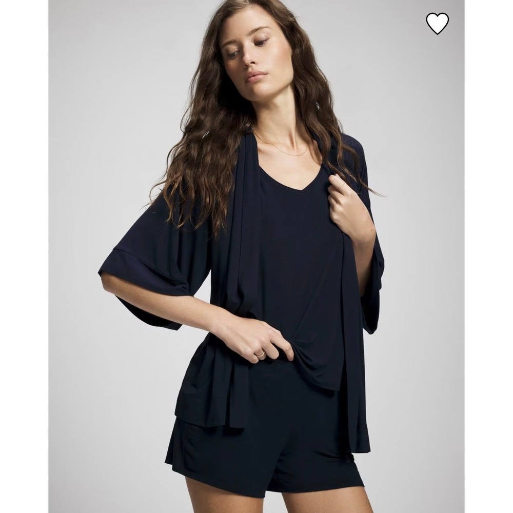 Soma Cool Nights Navy Blue Open Front Sleep Cardigan Robe 570368019 Womens Small